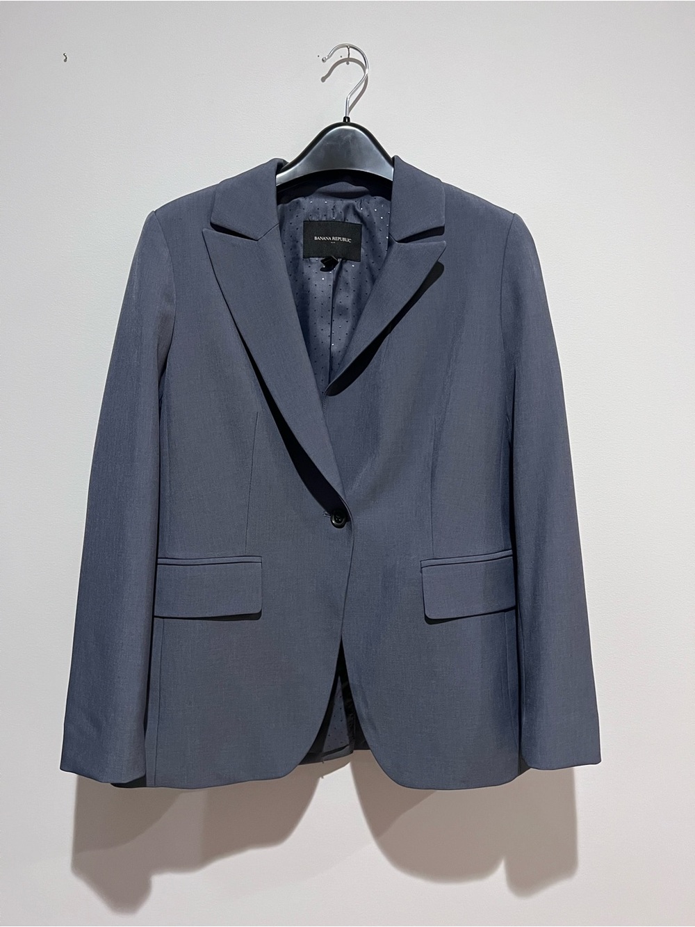 Womens Slate Blue Single-Button Blazer